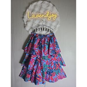 NWT Tabitha Brown Ruffled Tropical Midi Skirt Medium Vacation Resortwear Cruise